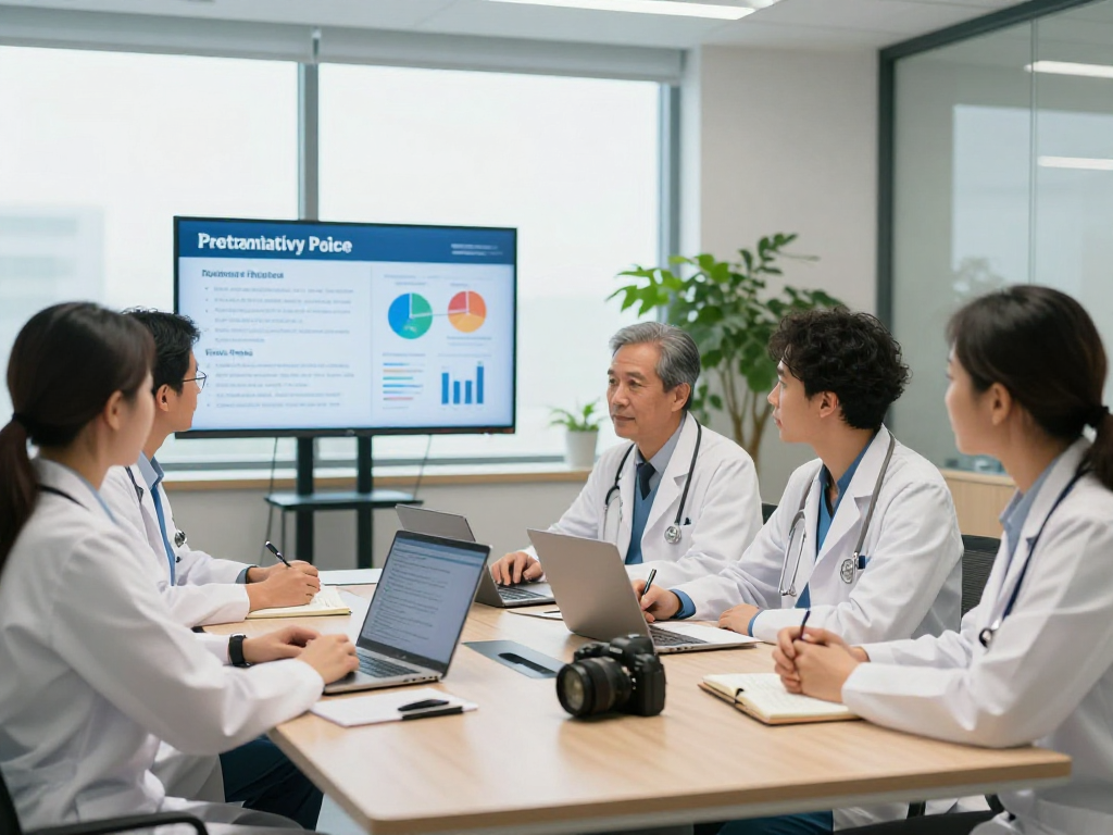 Healthcare professionals discussing Datenschutz und Barrierefreiheit im Gesundheitswesen Arzt.