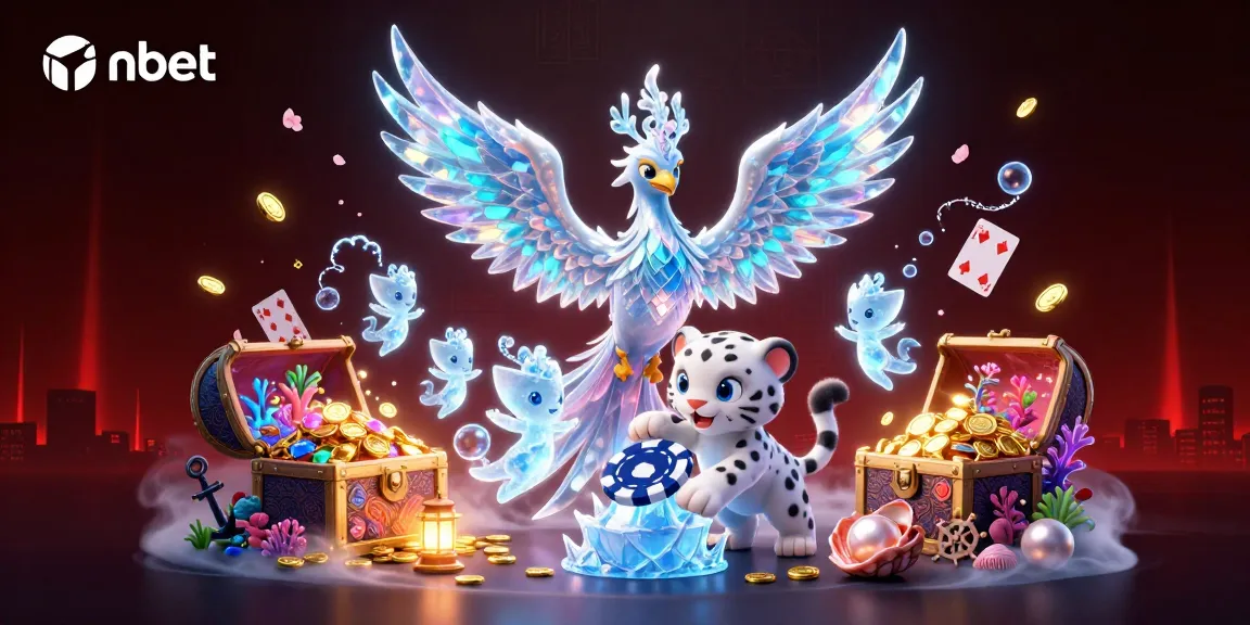 Engage with the nbet adventure featuring an ice phoenix and vibrant gaming elements, embodying excitement.