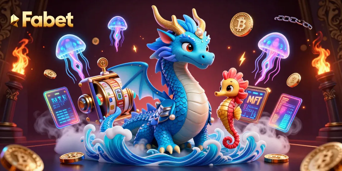 Join Fabet’s vibrant gaming universe with an azure water dragon and glowing jellyfish amidst dynamic slot reels.