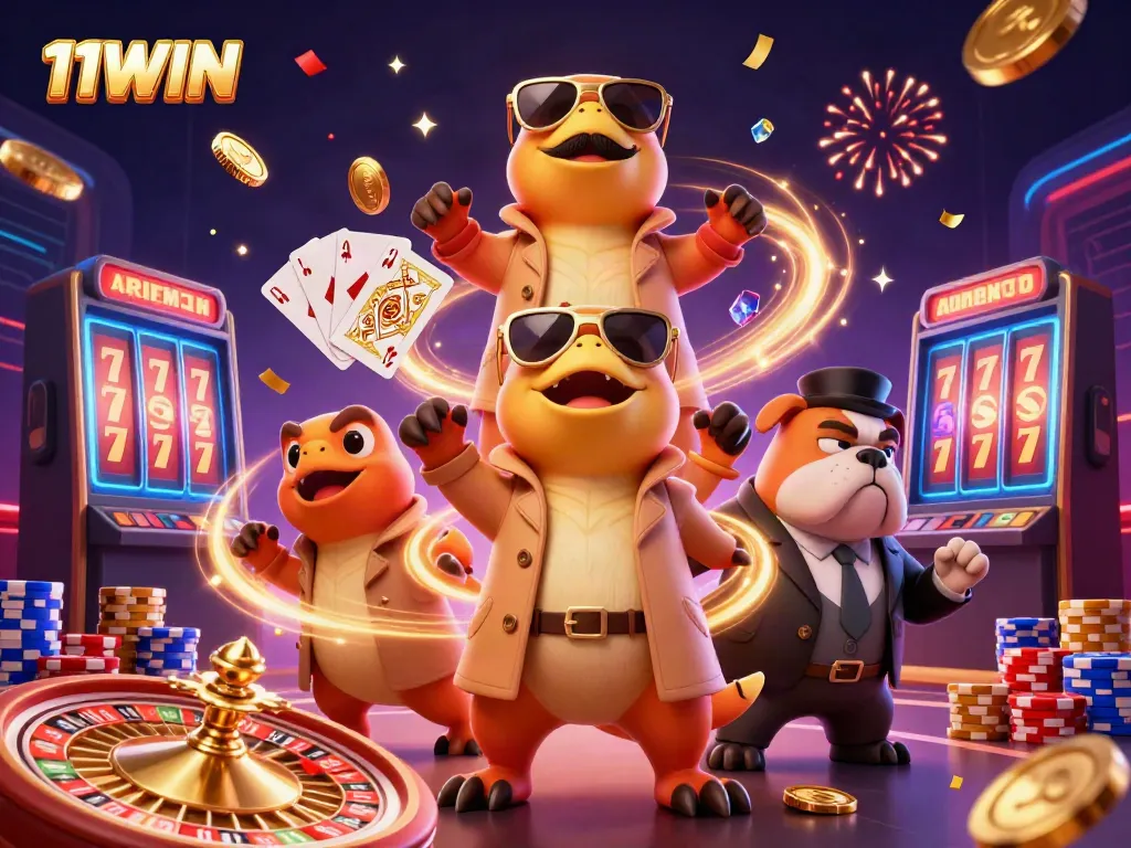 Engage in thrilling games at 11WIN with raptors in disguise at a VIP casino lounge.